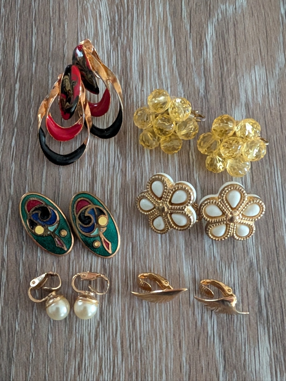 Assorted Women’s Clip-On Earrings - Gold, Yellow, Red, Black, Green, White